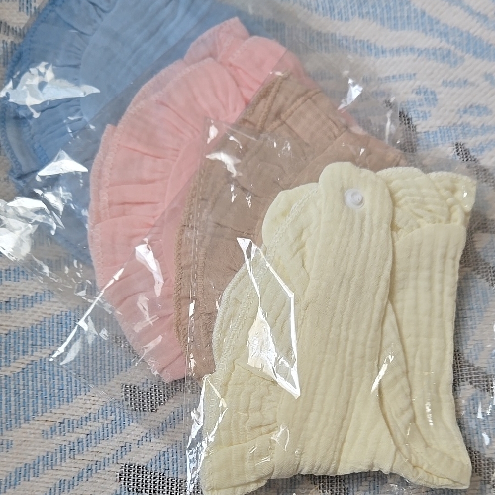 NEW Blue and Pink Bibs Set of 4 with Soft Cozy Material